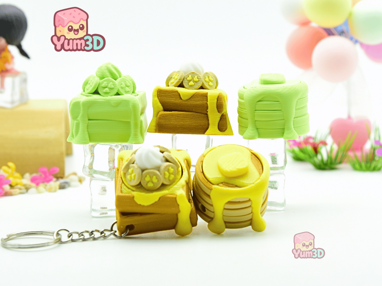 Yum3D-Pancake and Waffle Stack Set of Clicker Keychains_08.png