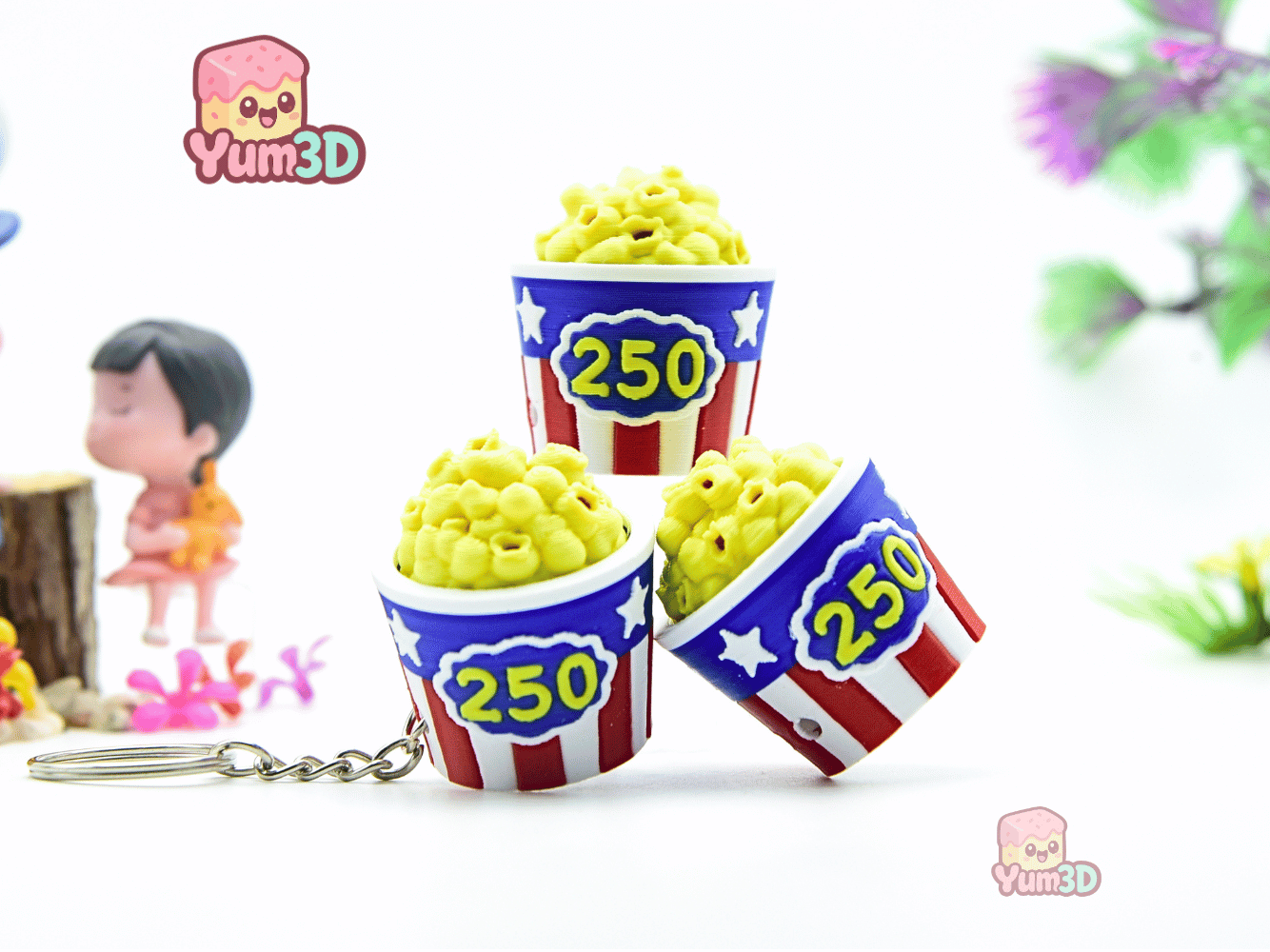 Yum3D-America 250 Popcorn Bucket for July 4th Fidget Clicker Keychain_09.png