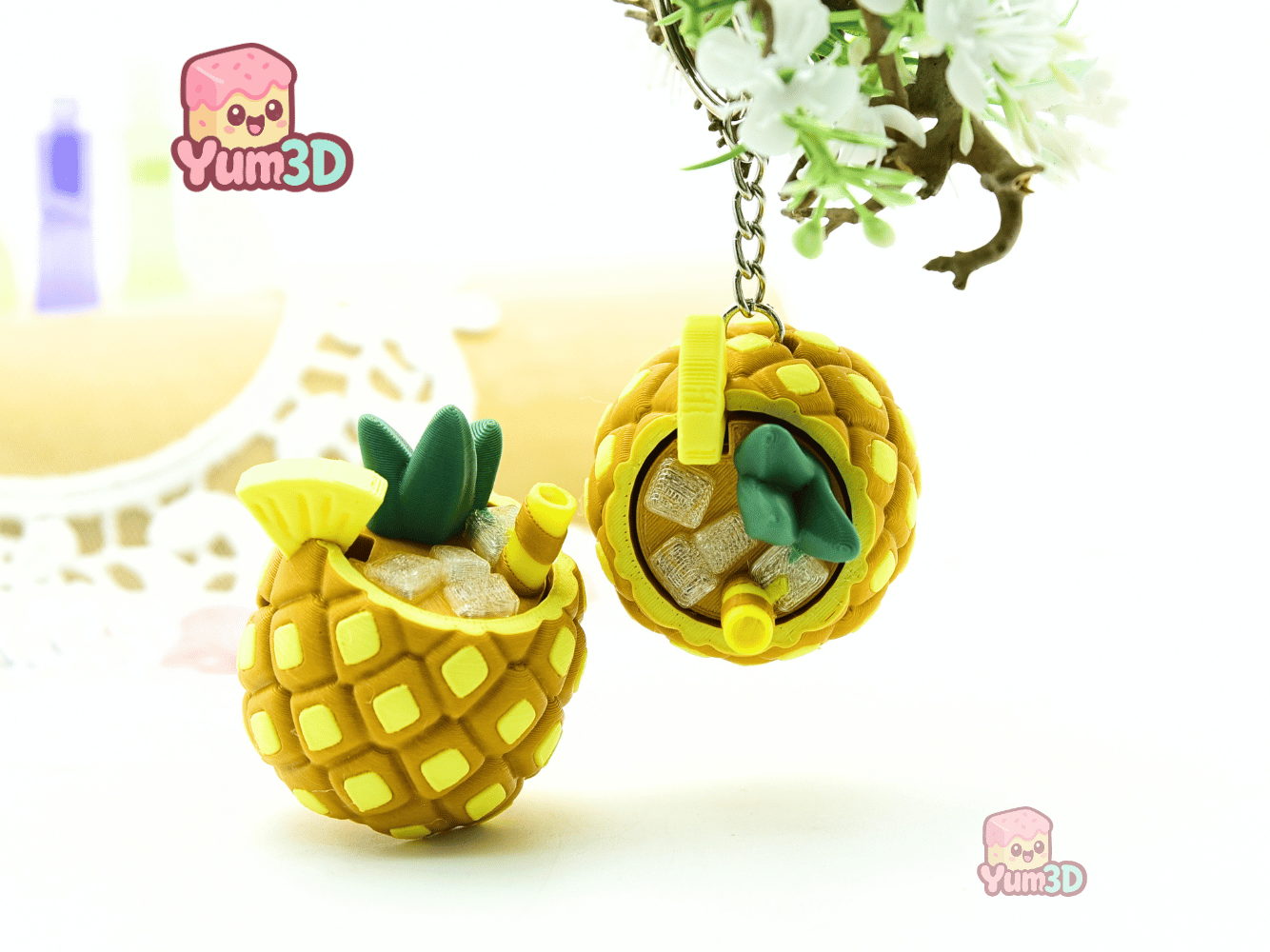 Yum3D-Pineapple Colada Tropical Treat Fidget Clicker Keychain_06.png