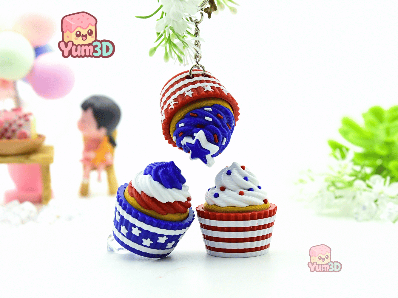 Yum3D-July 4th Cupcake for Food Lovers Set of Clicker Keychains_07.png