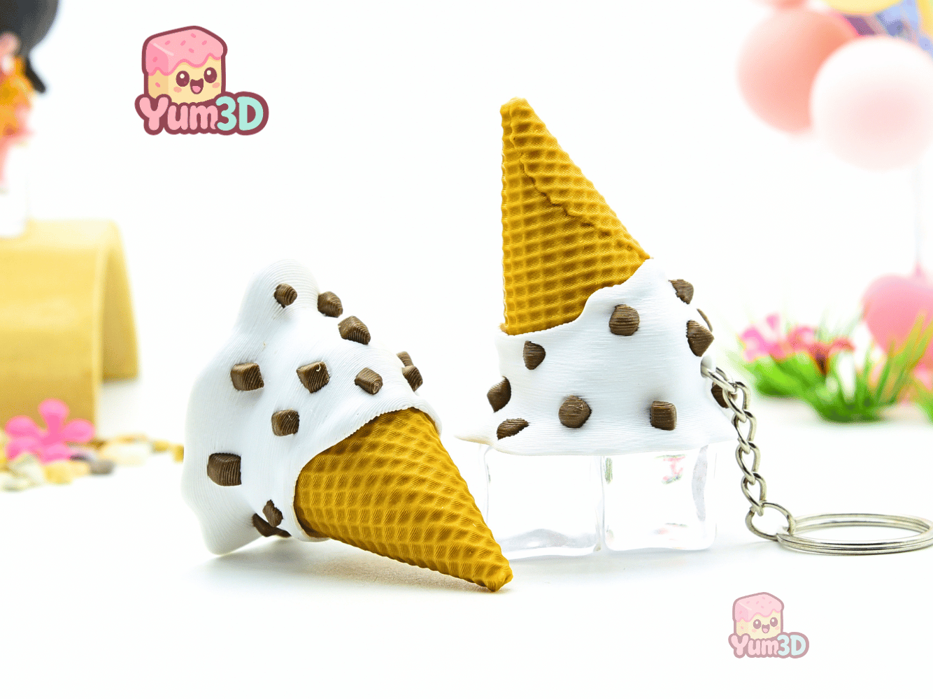Yum3D-Melted Ice Cream for Food Lovers Fidget Clicker Keychain_09.png