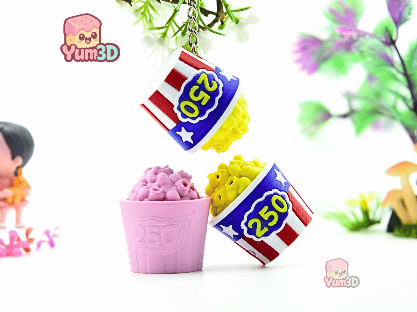 Yum3D-America 250 Popcorn Bucket for July 4th Fidget Clicker Keychain_05.png