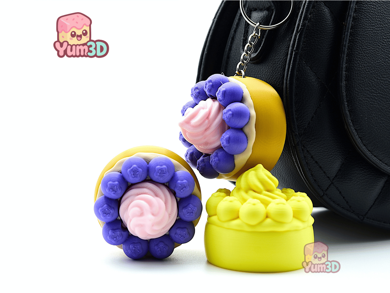 Yum3D-Blueberry Shortcake for food lovers Fidget Clicker Keychain_05.png