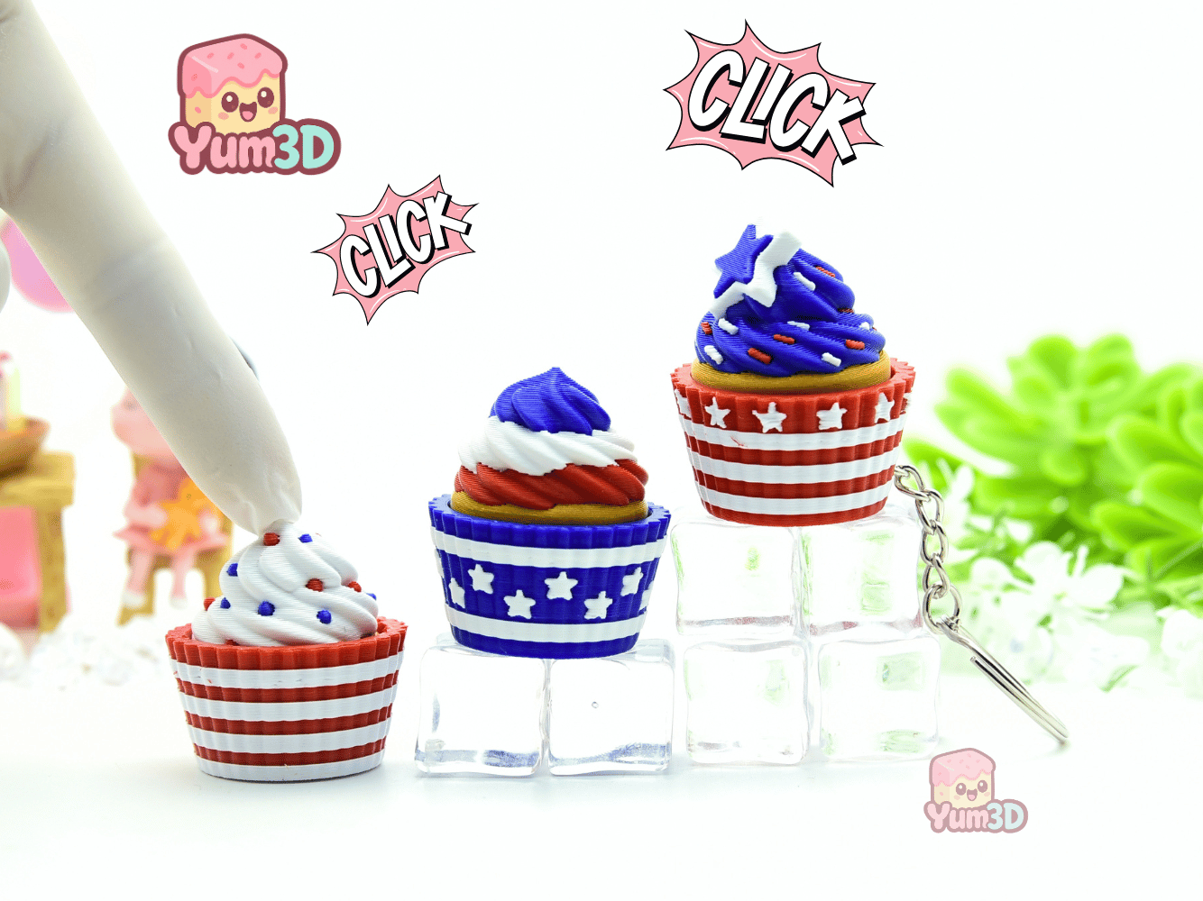 Yum3D-July 4th Cupcake for Food Lovers Set of Clicker Keychains_01.png