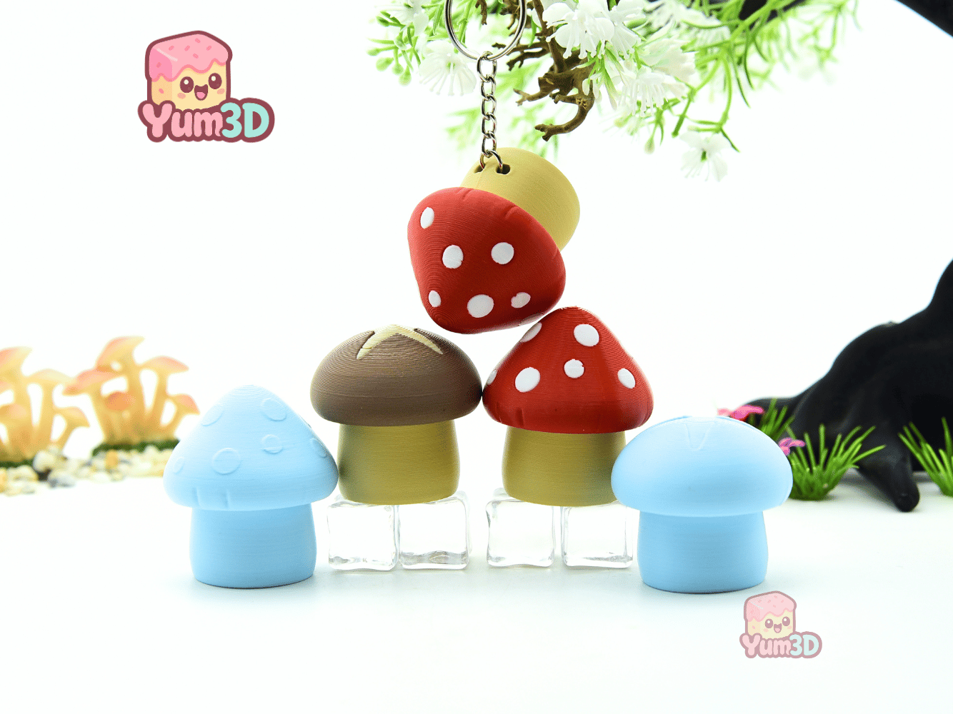 Yum3D-Mushroom Duo for Mushroom Lovers Fidget Clicker Keychain_05.png