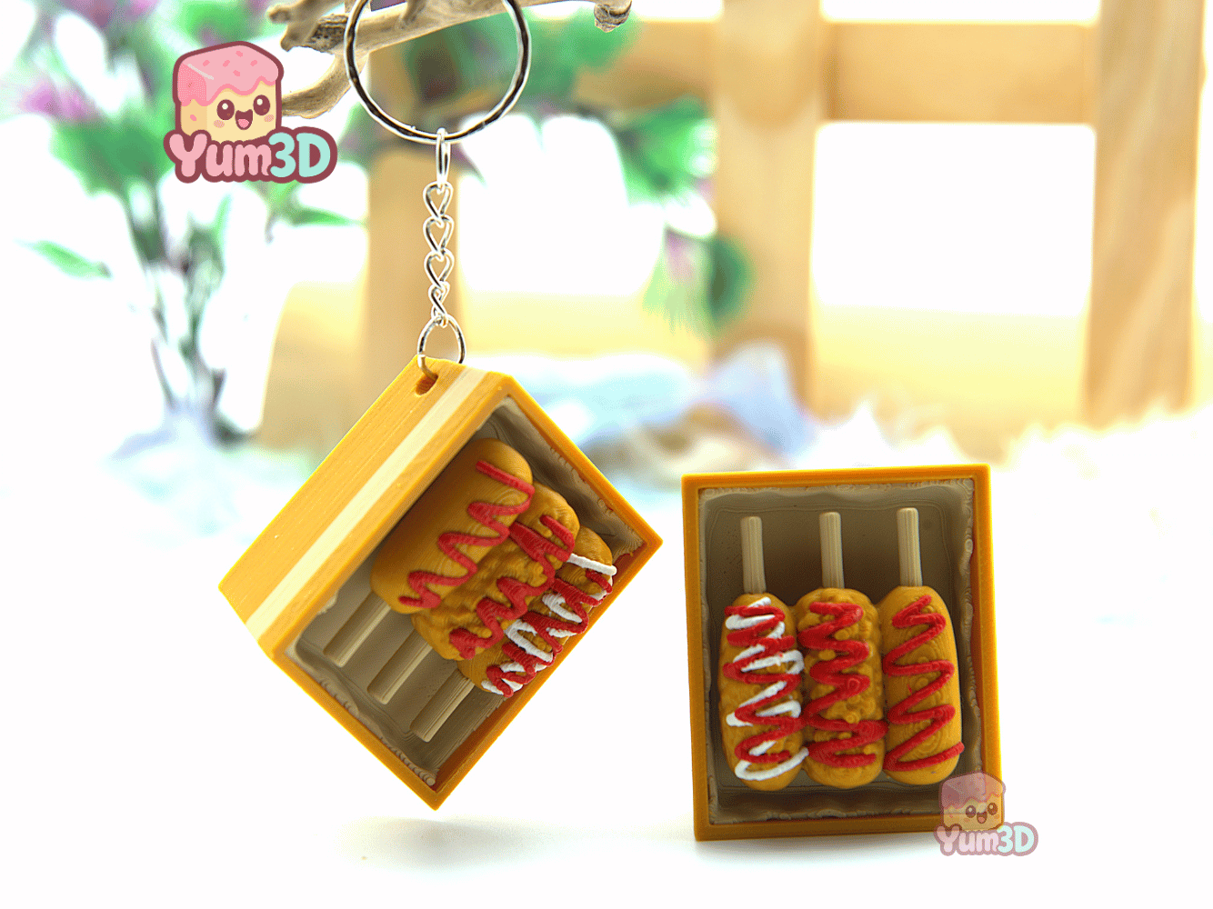 Yum3D-Kawaii Corn Dog Box Fidget Clicker Keychain_06.png