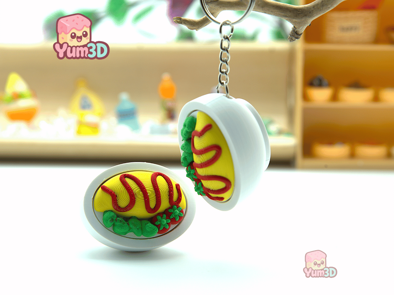 Yum3D-Omurice Delight for Food Lovers Fidget Clicker Keychain_06.png
