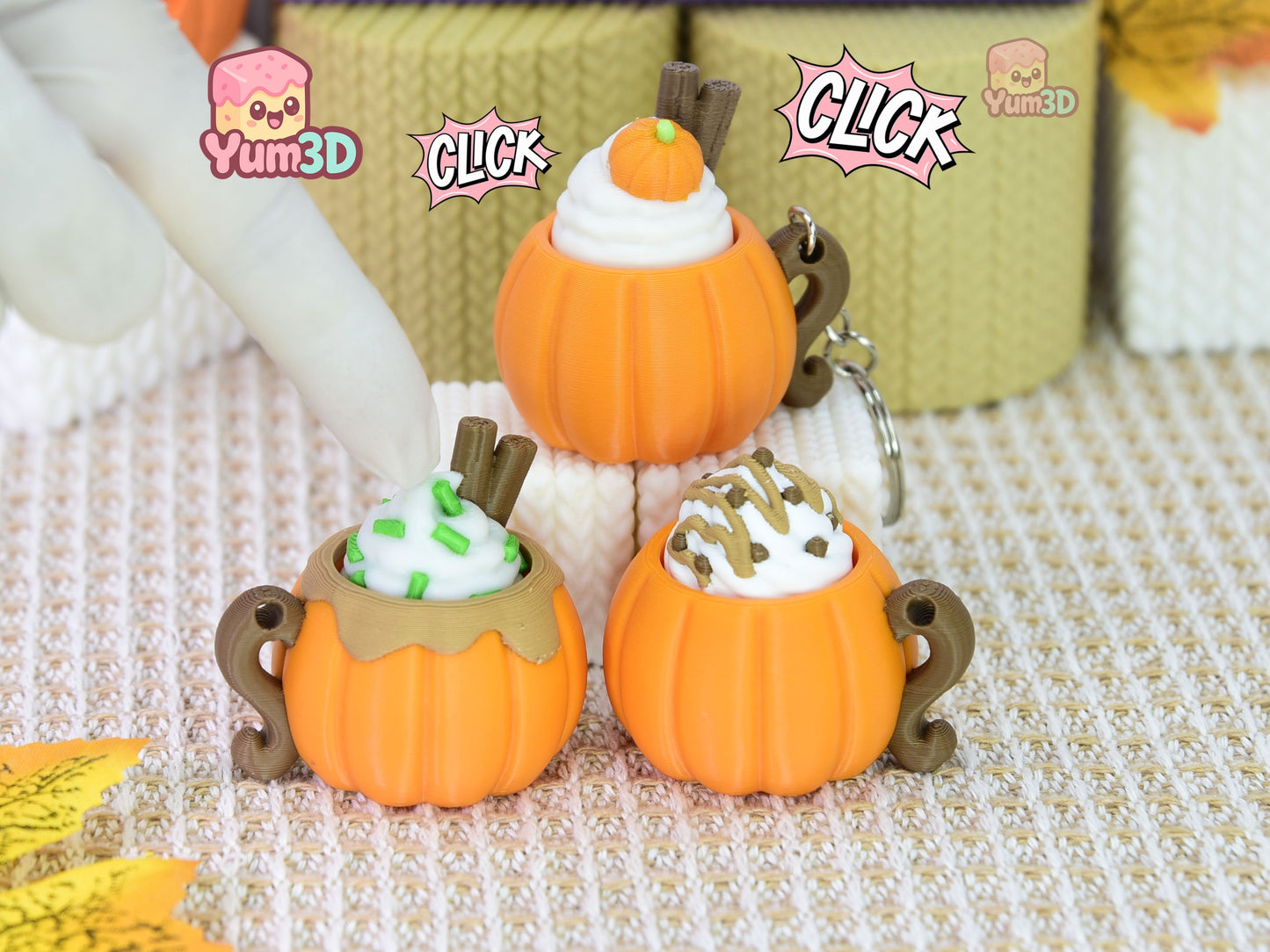 Yum3D-Autumn Pumpkin Spice Latte Set of Clicker Keychains_01.jpg