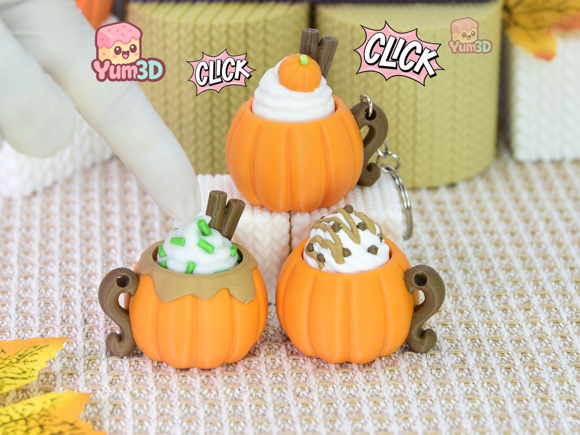 Yum3D-Autumn Pumpkin Spice Latte Set of Clicker Keychains_01.jpg