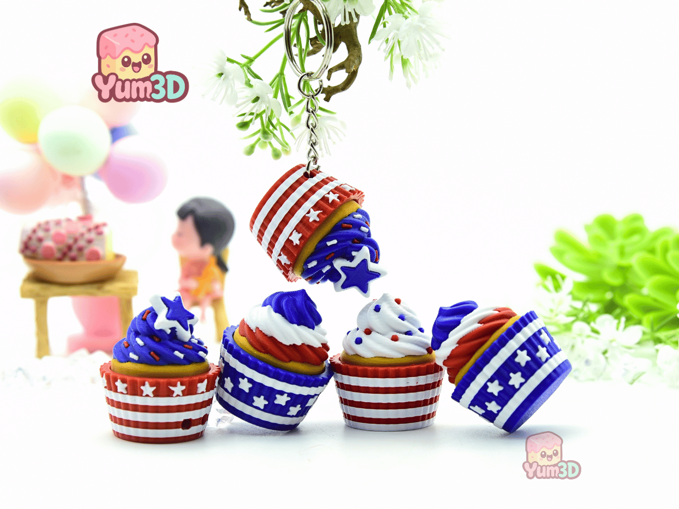 Yum3D-July 4th Cupcake for Food Lovers Set of Clicker Keychains_06.png