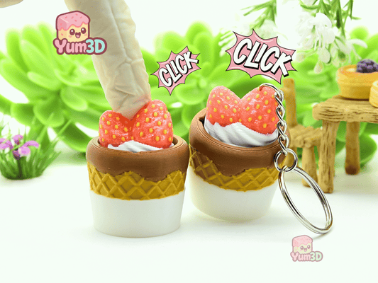 Yum3D-Strawberry Velvet Cone Fidget Clicker Keychain_01.png