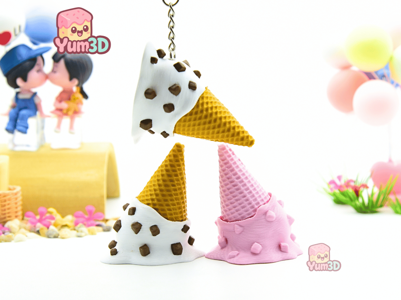Yum3D-Melted Ice Cream for Food Lovers Fidget Clicker Keychain_08.png