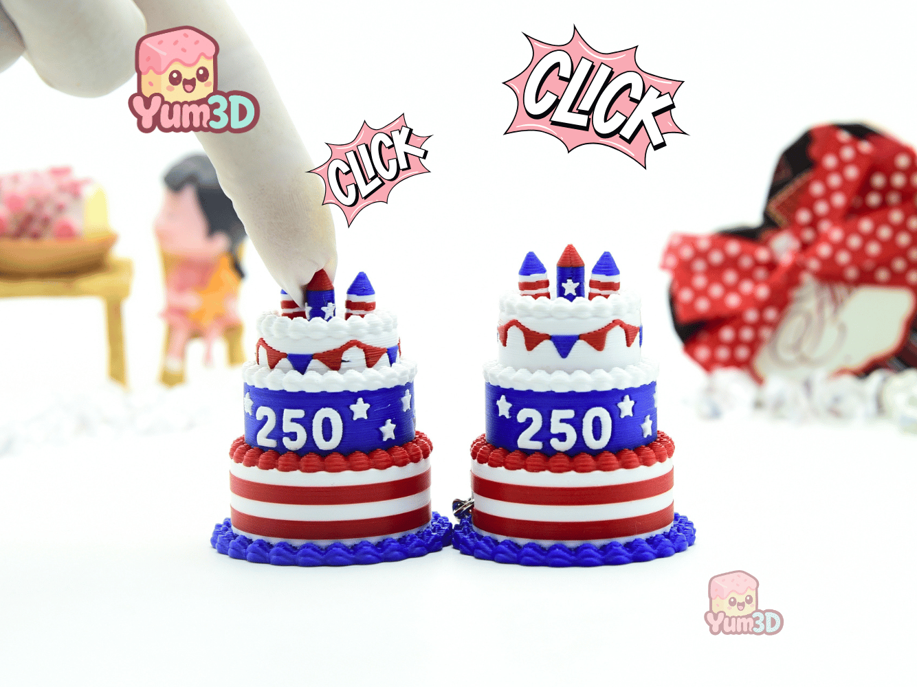 Yum3D-July 4th Patriotic Celebration Cake Set of Clicker Keychains_01.png