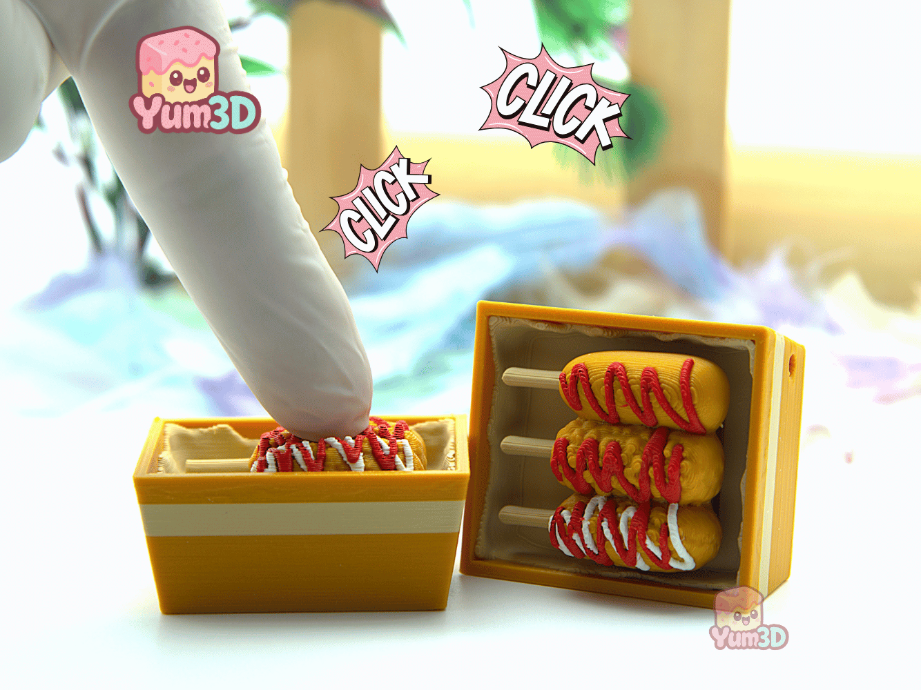 Yum3D-Kawaii Corn Dog Box Fidget Clicker Keychain_01.png