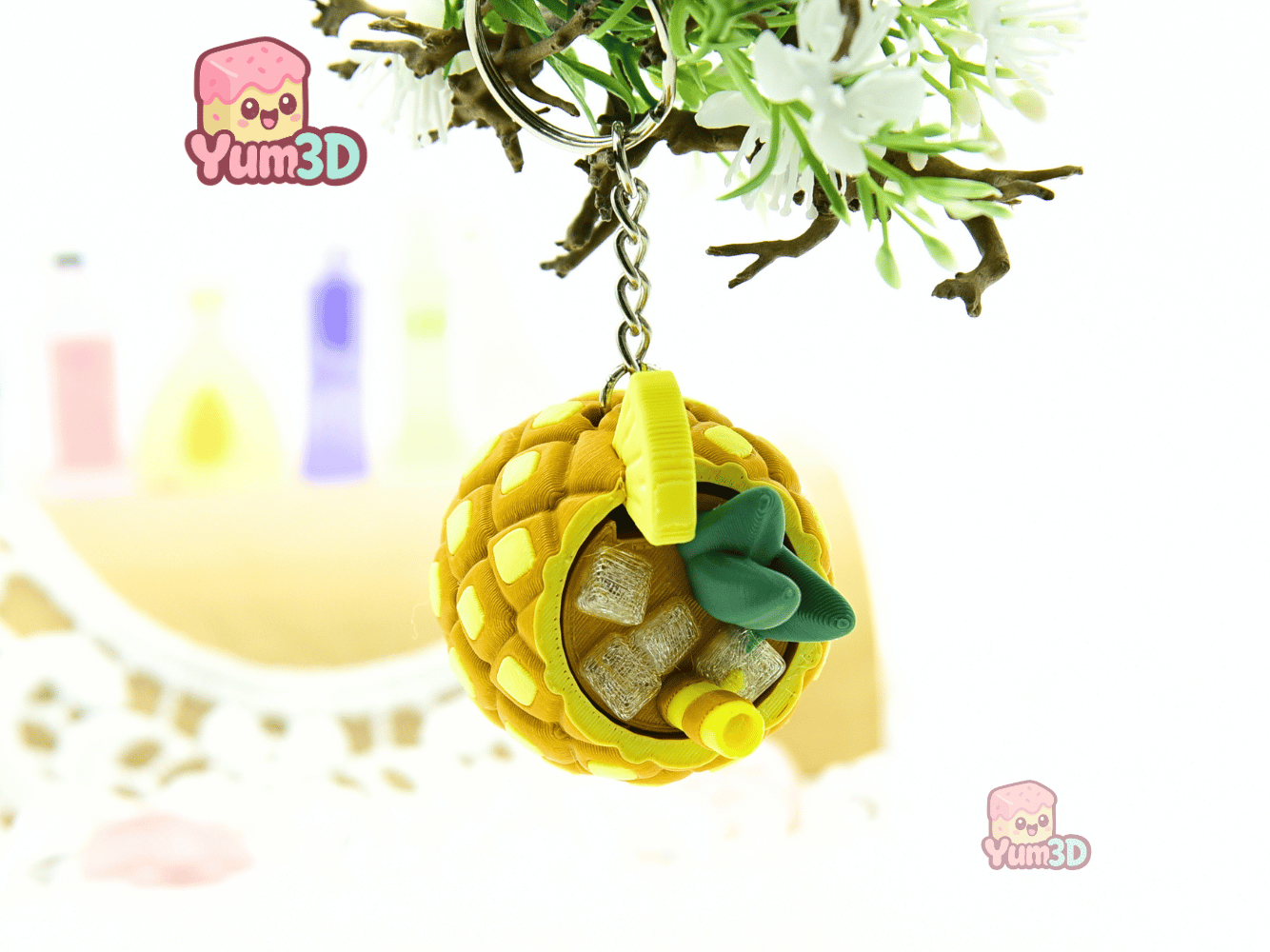 Yum3D-Pineapple Colada Tropical Treat Fidget Clicker Keychain_07.png