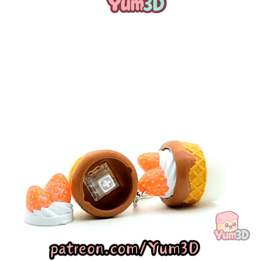 Yum3D-Strawberry Velvet Cone Fidget Clicker Keychain_11.gif