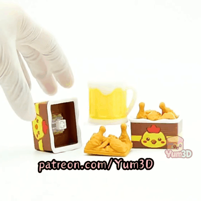 Yum3D-Beer Mug and Fried Chicken Set of Clicker Keychains_10.gif