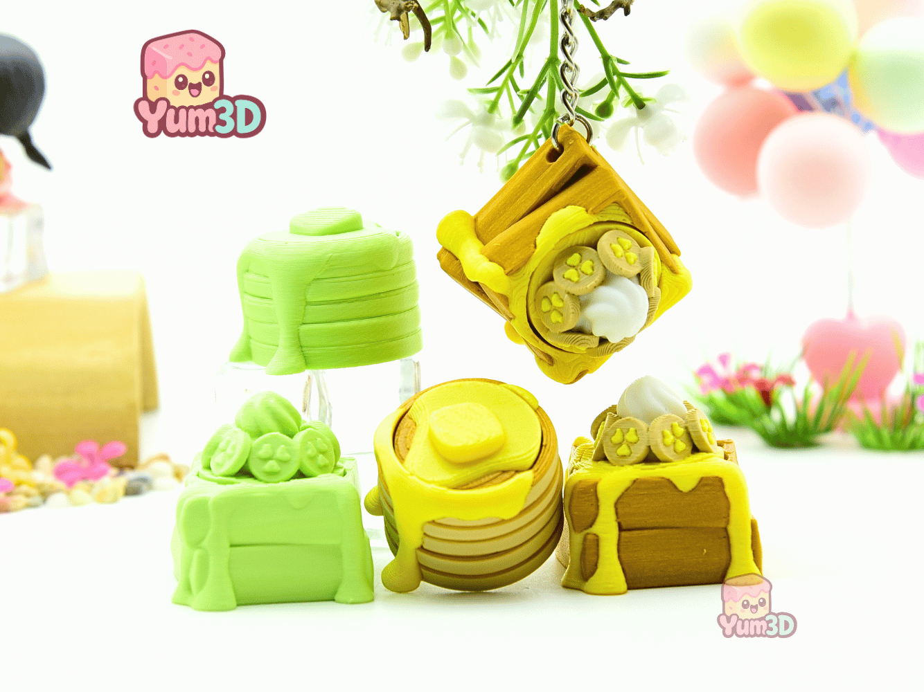 Yum3D-Pancake and Waffle Stack Set of Clicker Keychains_05.png