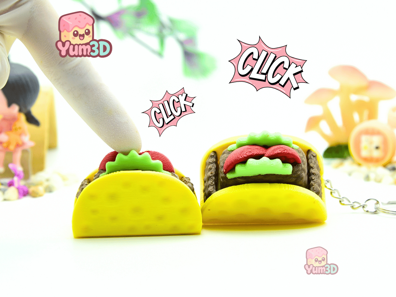 Yum3D-Taco for Food Lovers Fidget Clicker Keychain_01.png