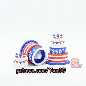 Yum3D-July 4th Patriotic Celebration Cake Set of Clicker Keychains_11.gif