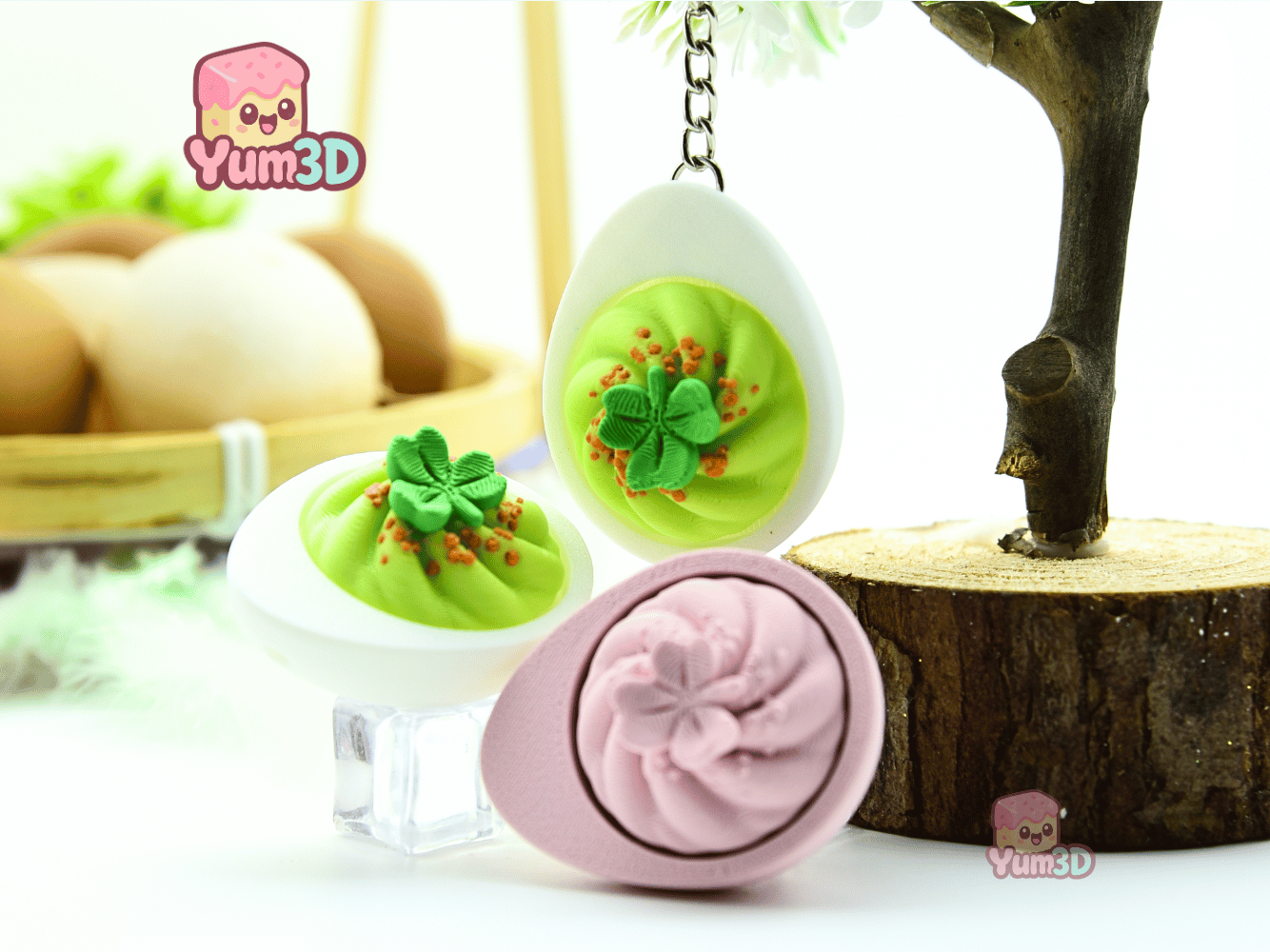 Yum3D-Shamrock Deviled Egg Fidget Clicker Keychain_05.png