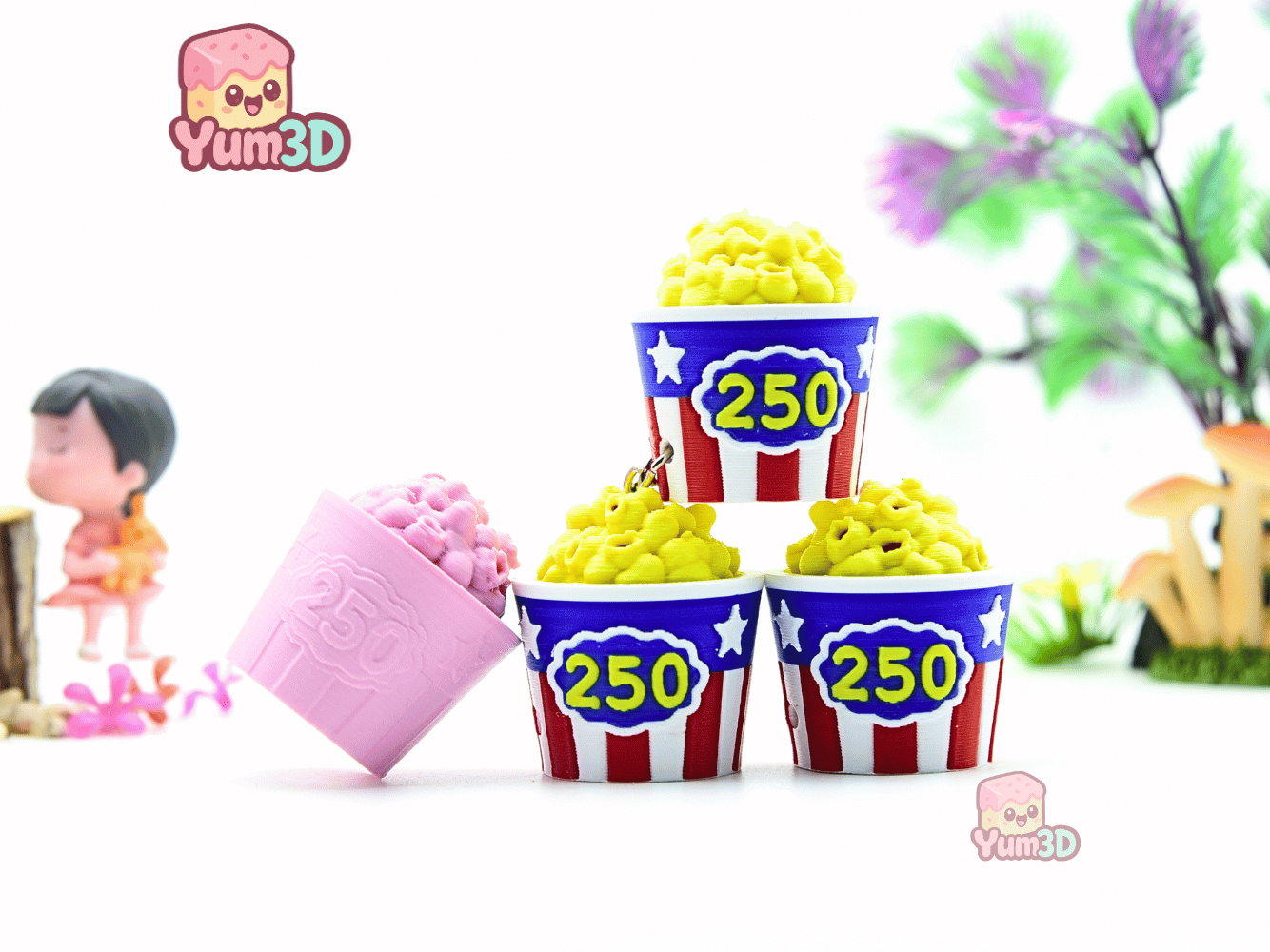 Yum3D-America 250 Popcorn Bucket for July 4th Fidget Clicker Keychain_08.png