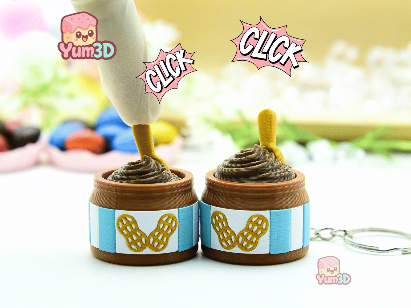 Digital Downloads - Yum3D Peanut Butter Jar Fidget Clicker Keychain