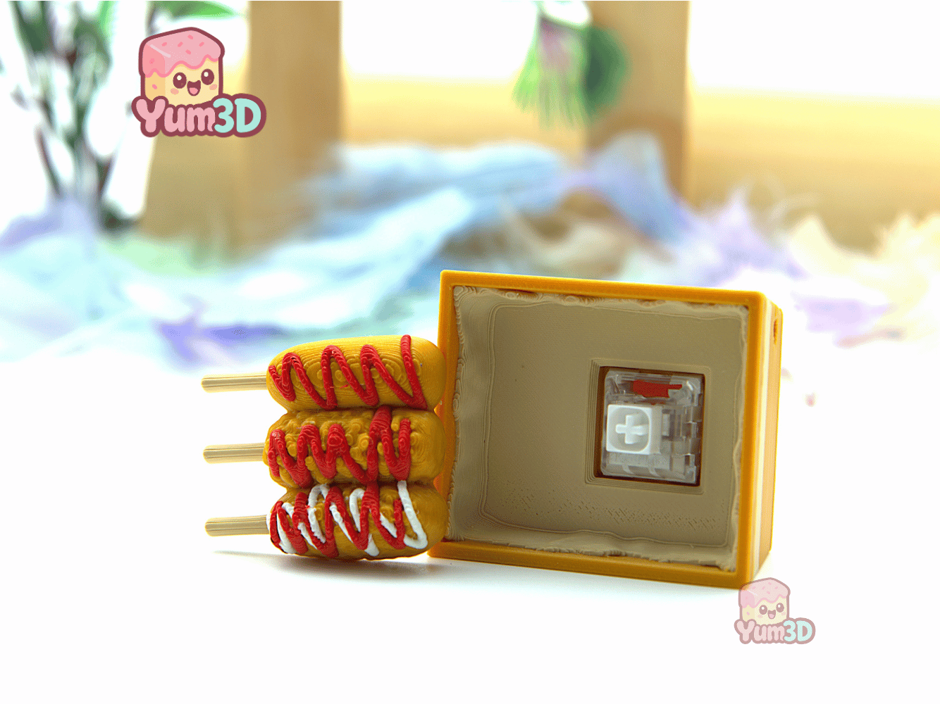 Yum3D-Kawaii Corn Dog Box Fidget Clicker Keychain_03.png