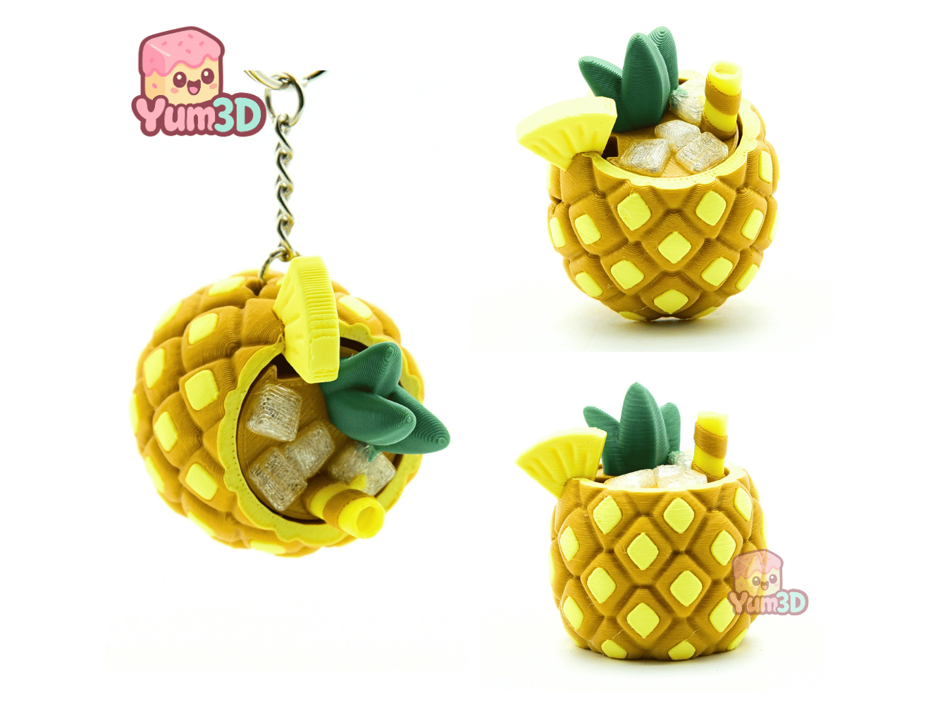 Yum3D-Pineapple Colada Tropical Treat Fidget Clicker Keychain_02.png