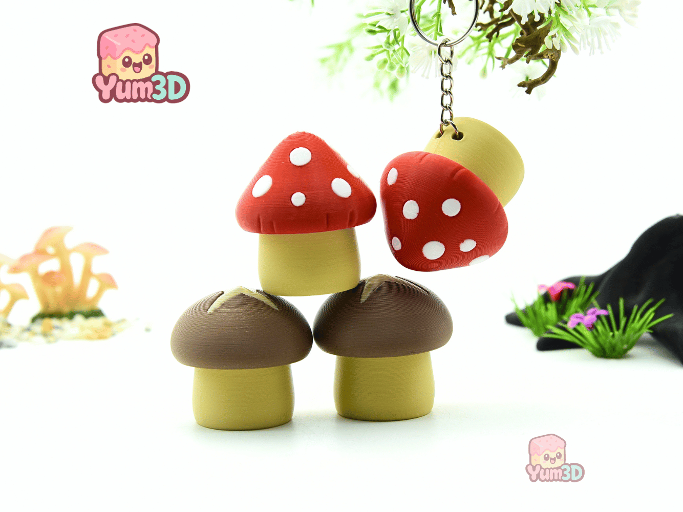 Yum3D-Mushroom Duo for Mushroom Lovers Fidget Clicker Keychain_06.png