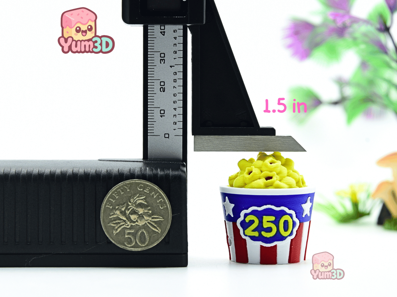 Yum3D-America 250 Popcorn Bucket for July 4th Fidget Clicker Keychain_04.png