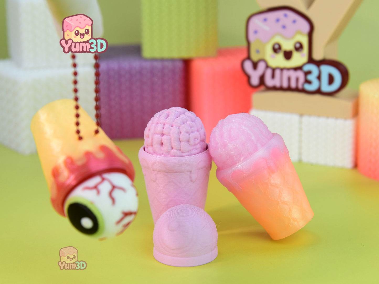Yum3D-Halloween Brain and Eyeball Ice Cream Set of Clicker Keychains_04.jpg