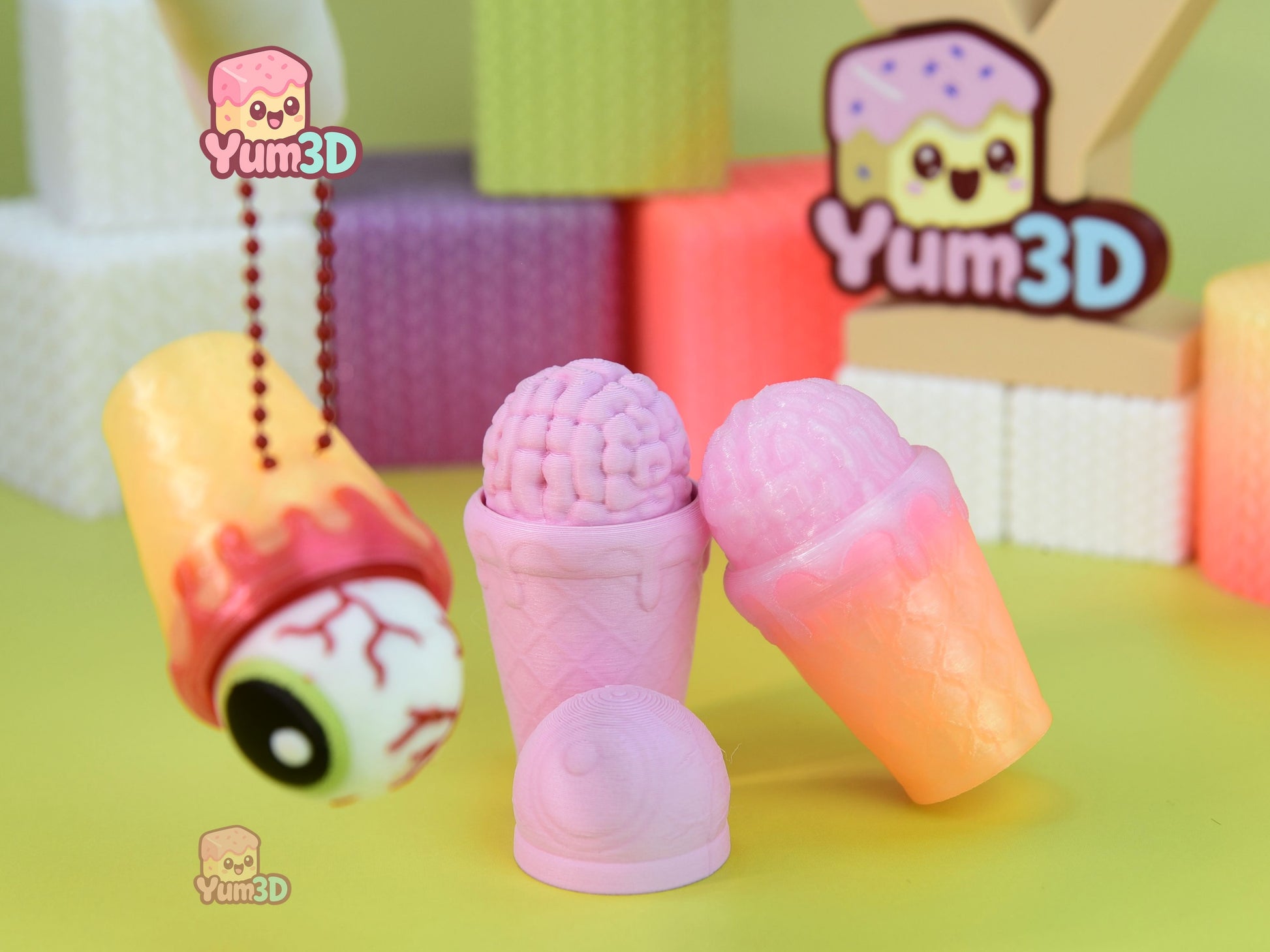 Yum3D-Halloween Brain and Eyeball Ice Cream Set of Clicker Keychains_04.jpg
