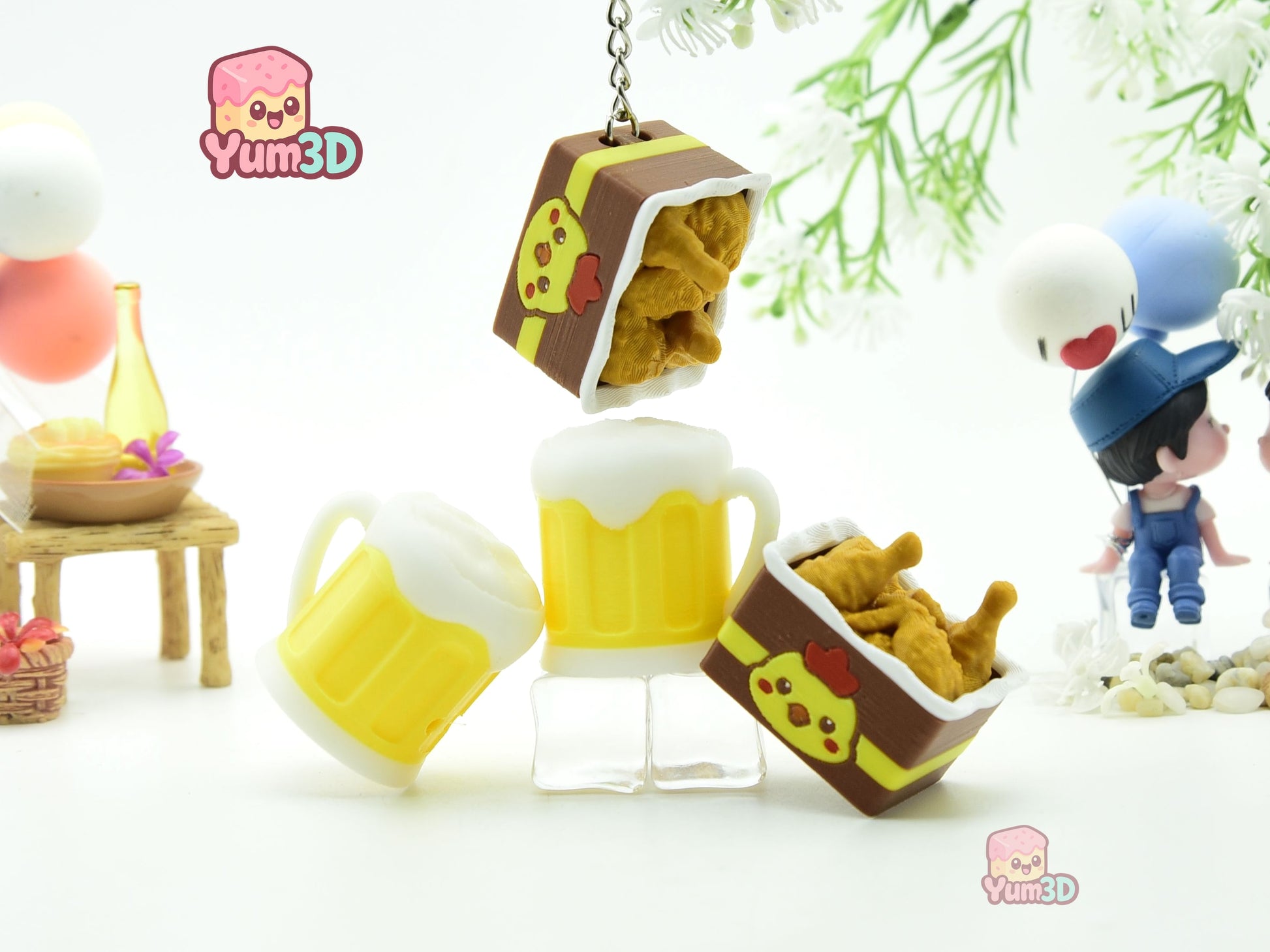 Yum3D-Beer Mug and Fried Chicken Set of Clicker Keychains_05.jpg