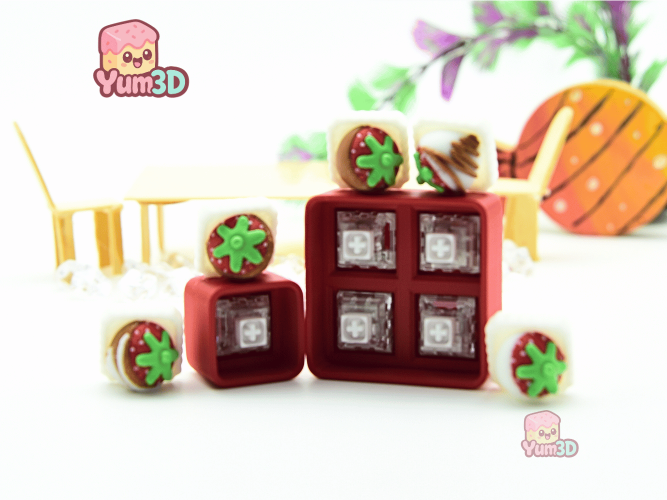Yum3D-Strawberry Snack Box Set of Clicker Keychains_03.png