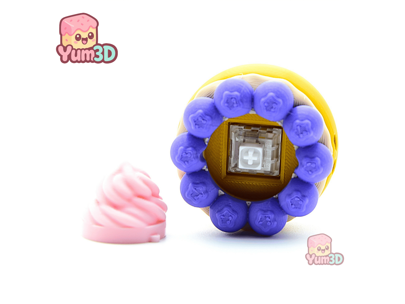 Yum3D-Blueberry Shortcake for food lovers Fidget Clicker Keychain_03.png