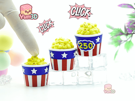 Digital Downloads - Yum3D America Popcorn Bucket for July 4th Fidget Clicker Keychain - Cute Backpack Keychain