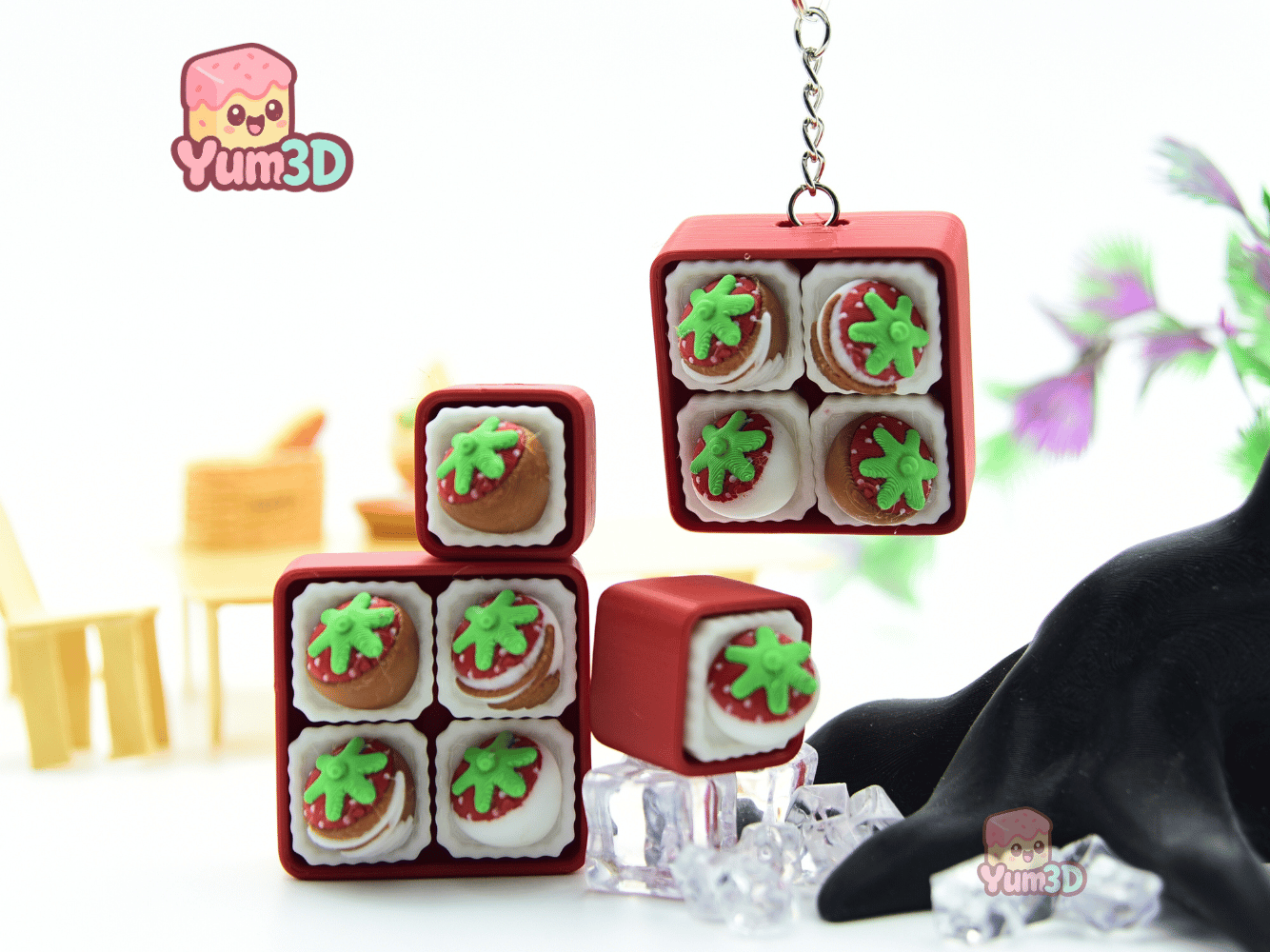 Yum3D-Strawberry Snack Box Set of Clicker Keychains_06.png