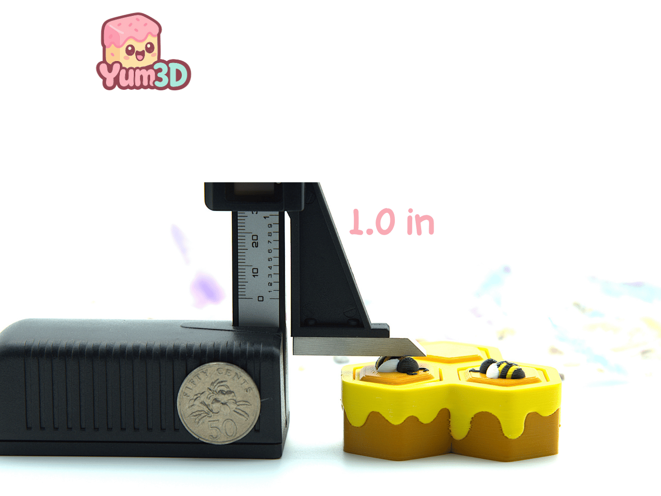 Yum3D-Kawaii Bee Honeycomb Fidget Clicker Keychain_04.png