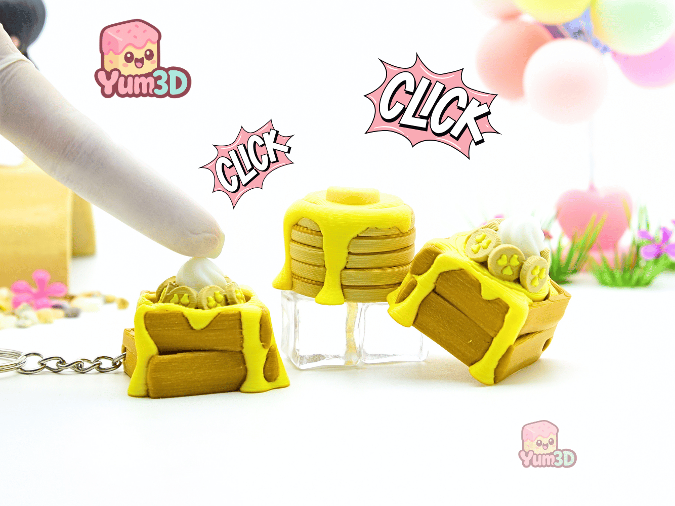 Yum3D-Pancake and Waffle Stack Set of Clicker Keychains_01.png