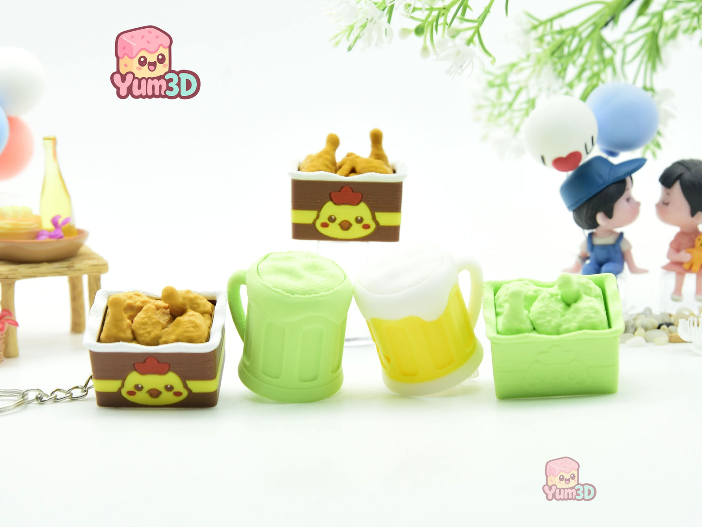Yum3D-Beer Mug and Fried Chicken Set of Clicker Keychains_07.jpg