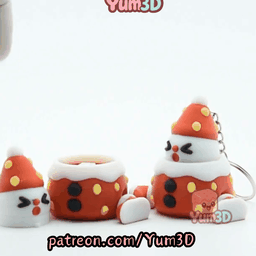Yum3D-Snowy Holiday Strawberry Articulated Fidget Clicker Keychain_11.gif