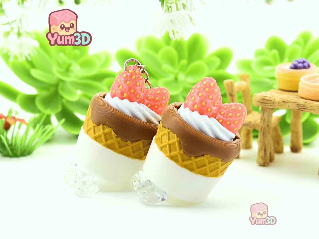 Yum3D-Strawberry Velvet Cone Fidget Clicker Keychain_09.png