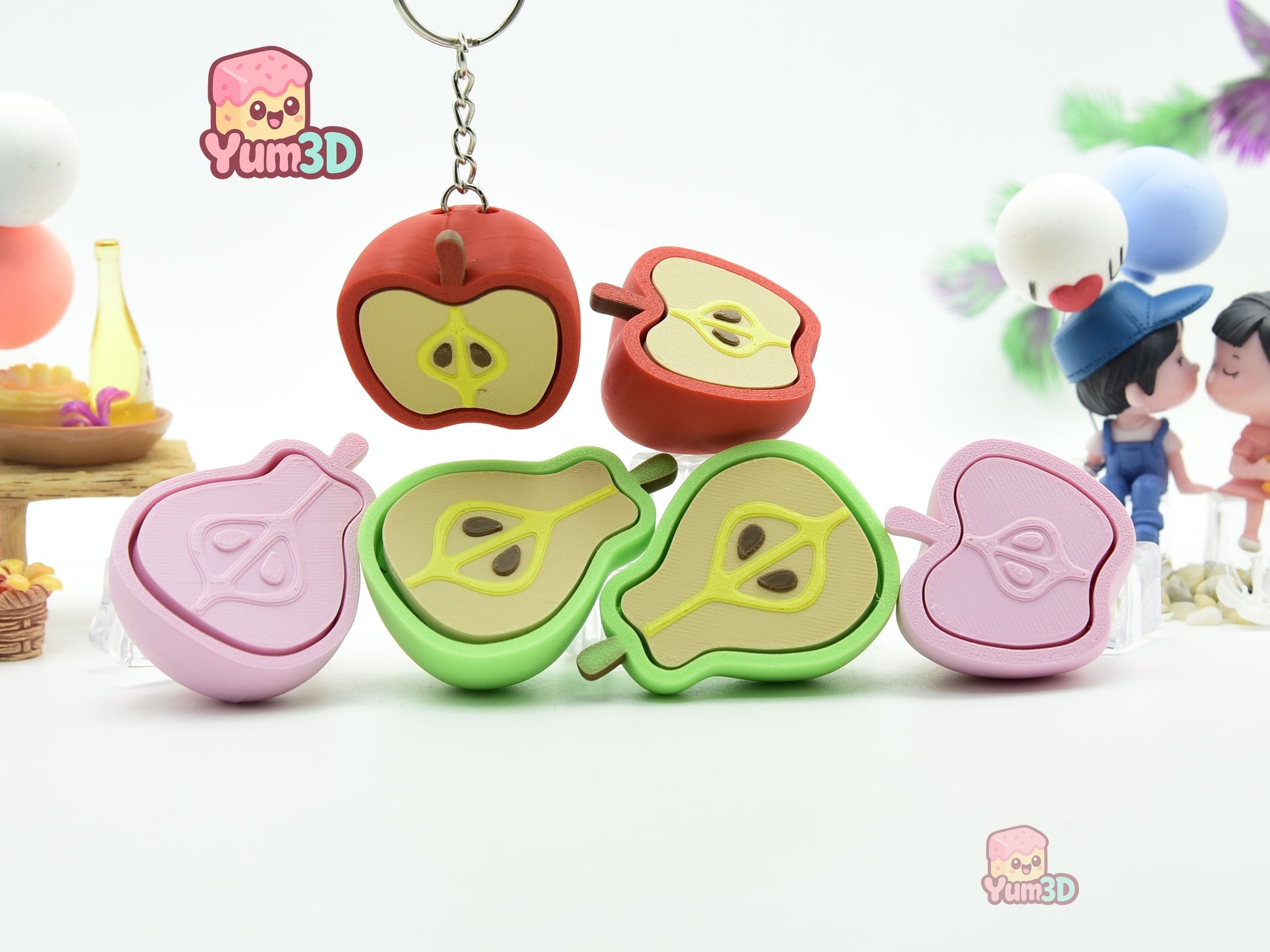 Yum3D-Pear and Apple Set of Clicker Keychains_07.jpg