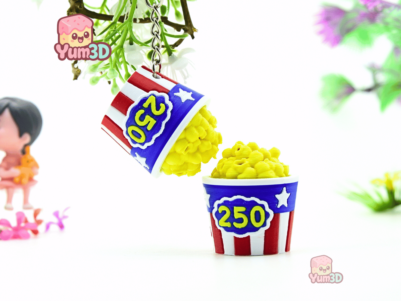 Yum3D-America 250 Popcorn Bucket for July 4th Fidget Clicker Keychain_06.png