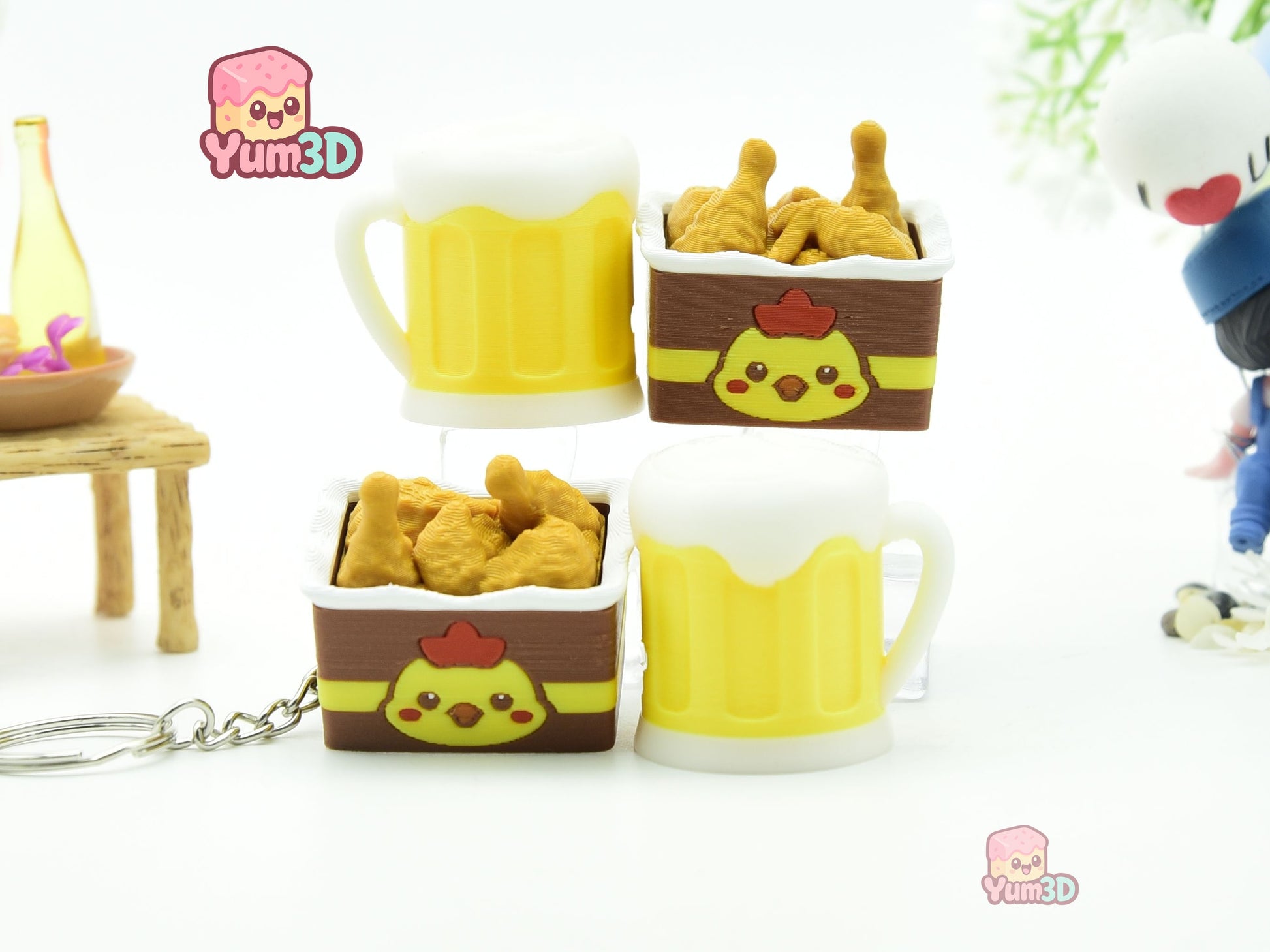 Yum3D-Beer Mug and Fried Chicken Set of Clicker Keychains_09.jpg