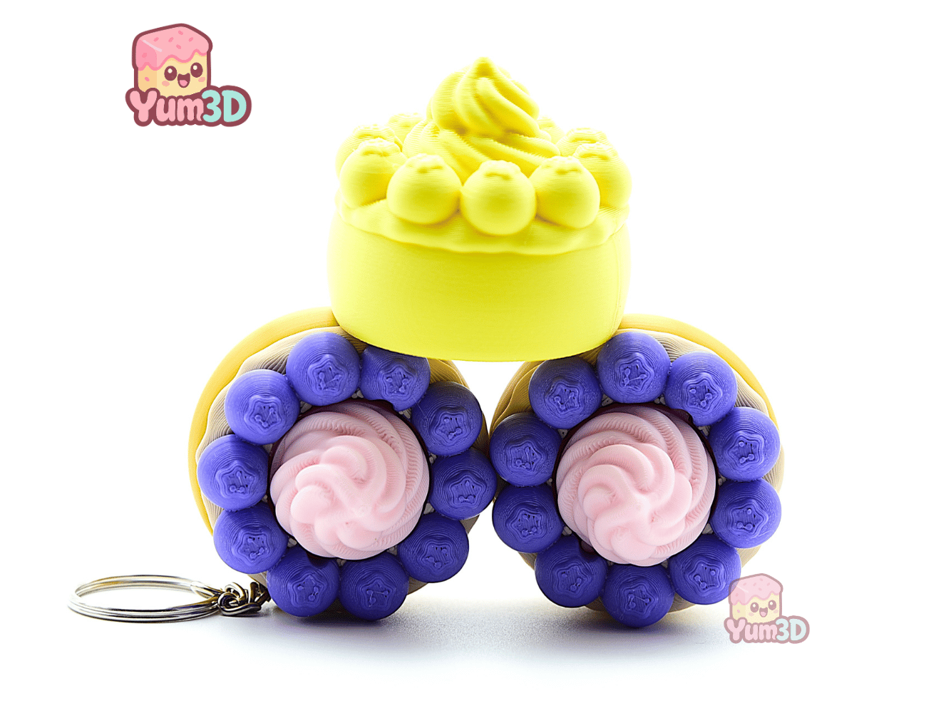 Yum3D-Blueberry Shortcake for food lovers Fidget Clicker Keychain_08.png