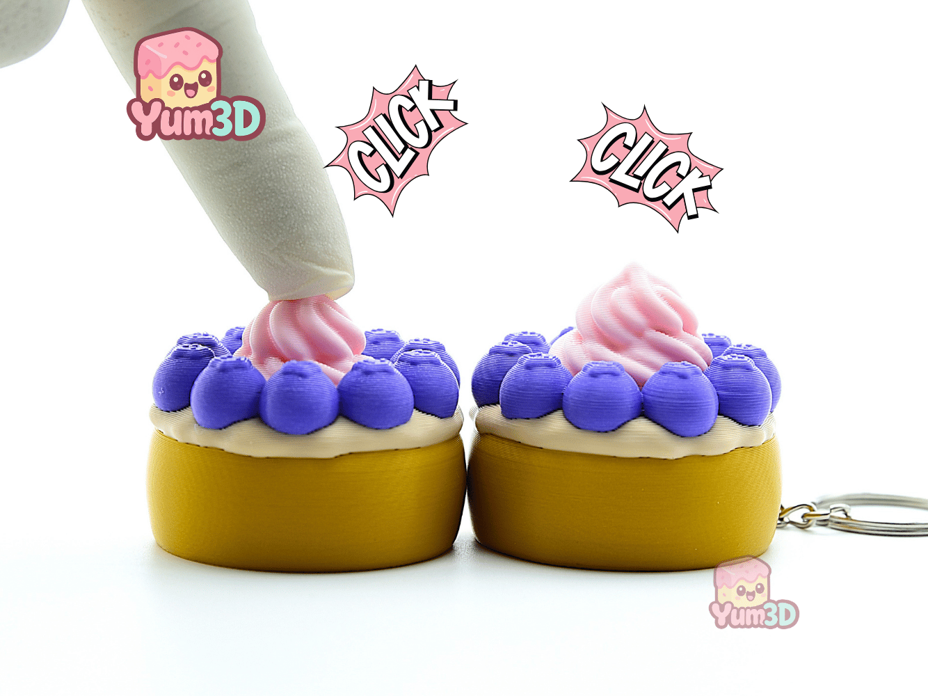 Yum3D-Blueberry Shortcake for food lovers Fidget Clicker Keychain_01.png