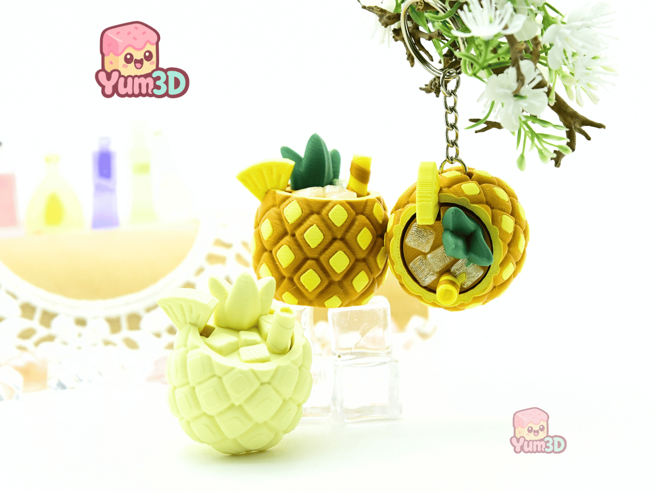 Yum3D-Pineapple Colada Tropical Treat Fidget Clicker Keychain_05.png