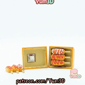 Yum3D-Kawaii Corn Dog Box Fidget Clicker Keychain_11.gif